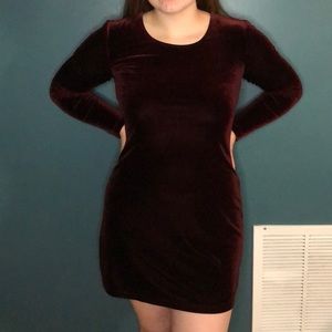 Maroon Velvet Dress